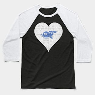 Jigsaw  Whale Heart Design - Fish Whale Baseball T-Shirt